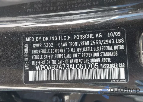 2010 Porsche Panamera S z USA, uszkodzony, nr VIN WP0AB2A73AL061705